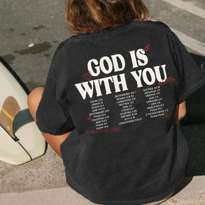God Is With You Christian Washed T-Shirt