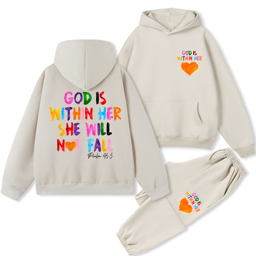 God Is Within Her Christian Fleece Hoodie Set