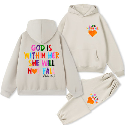 God Is Within Her Christian Fleece Hoodie Set