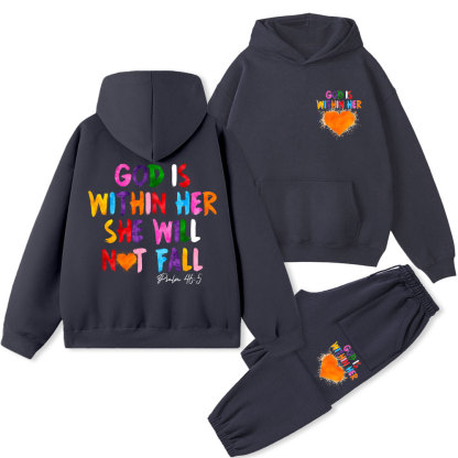 God Is Within Her Christian Fleece Hoodie Set