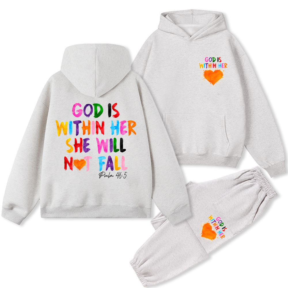 God Is Within Her Christian Fleece Hoodie Set