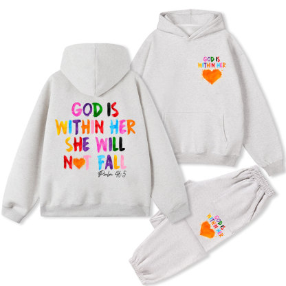 God Is Within Her Christian Fleece Hoodie Set