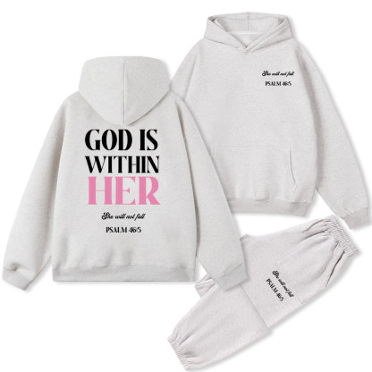 God Is Within Her Christian Fleece Hoodie Set