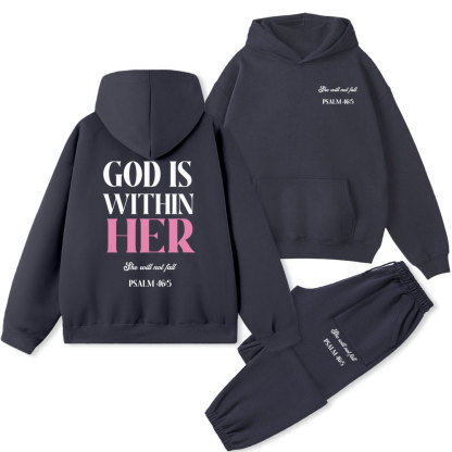 God Is Within Her Christian Fleece Hoodie Set