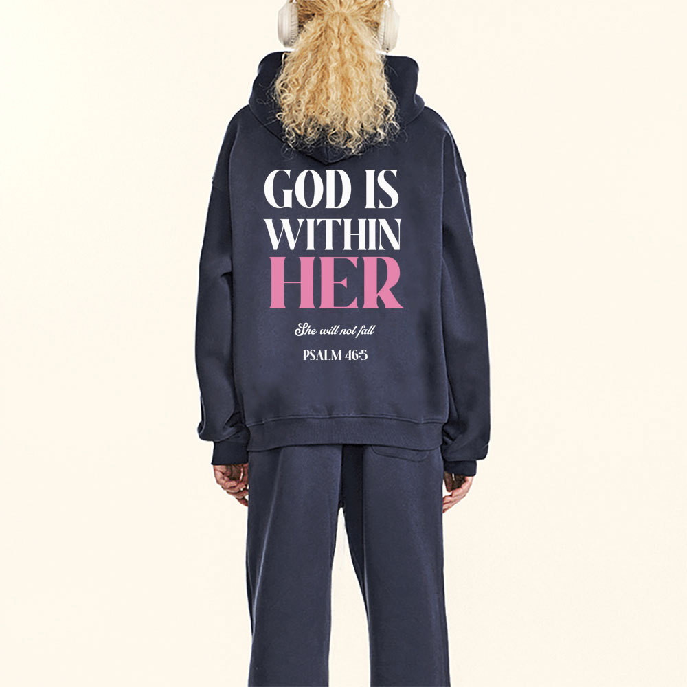 God Is Within Her Christian Fleece Hoodie Set