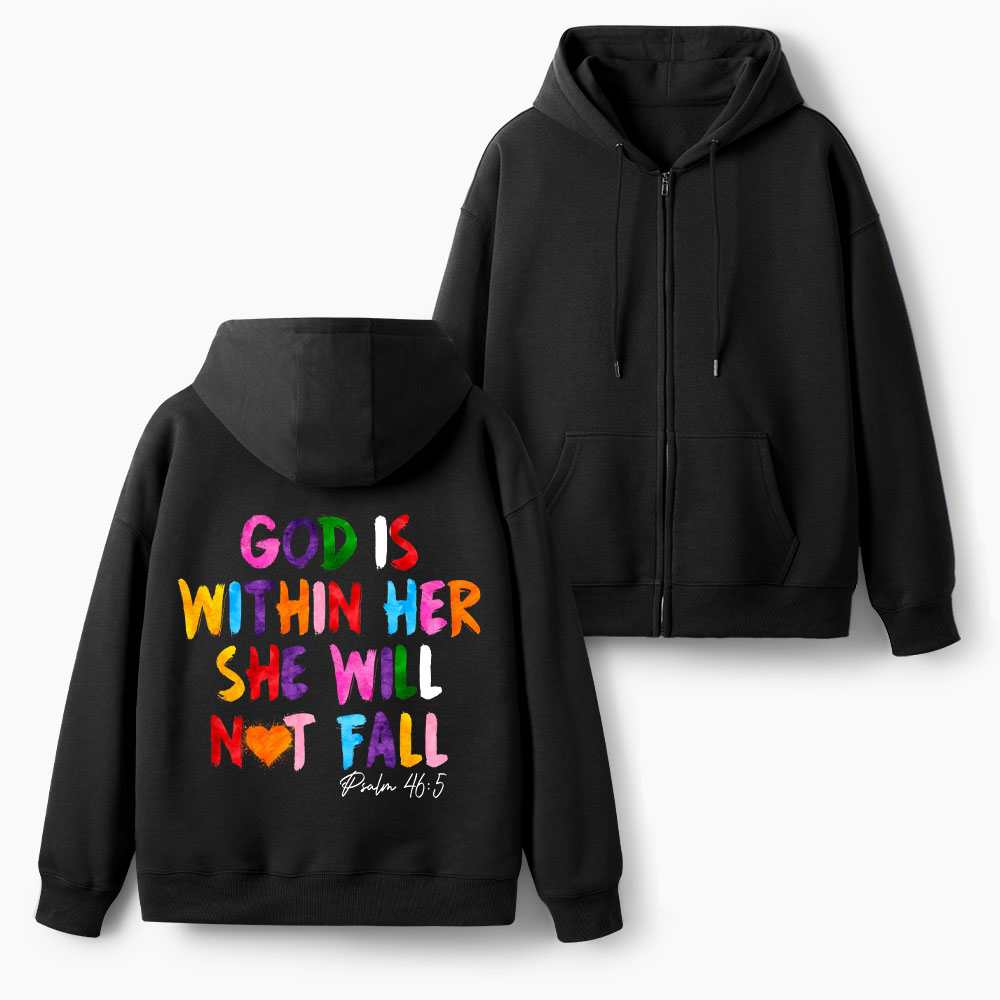 God Is Within Her Christian Fleece-Lined Full-Zip Hoodie
