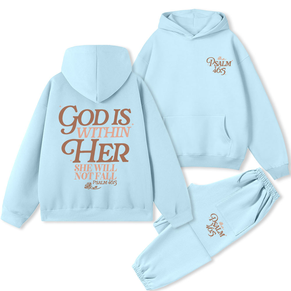 God Is Within Her Christian Premium Fleece Hoodie Set