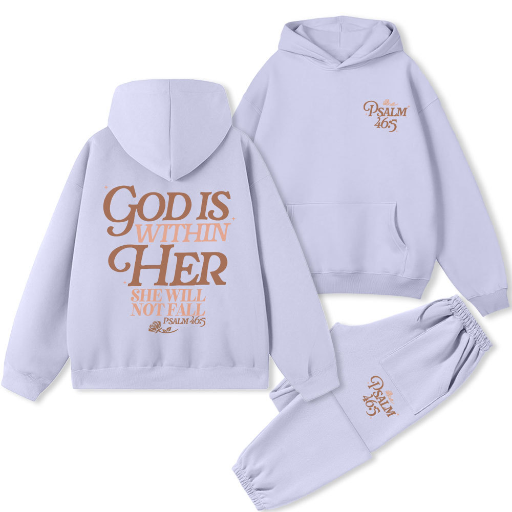 God Is Within Her Christian Premium Fleece Hoodie Set