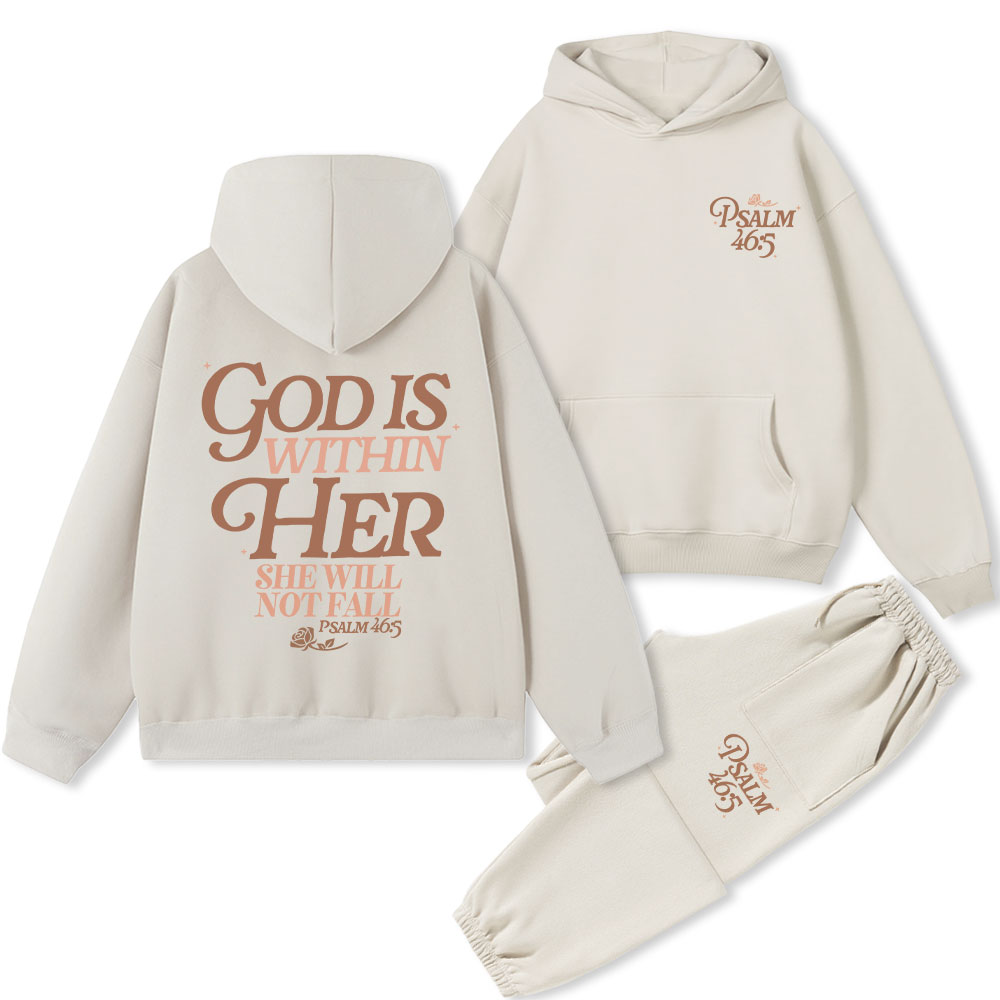 God Is Within Her Christian Premium Fleece Hoodie Set
