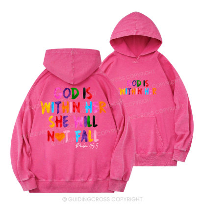 God Is Within Her Christian Washed Hoodie