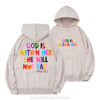 God Is Within Her Christian Washed Hoodie