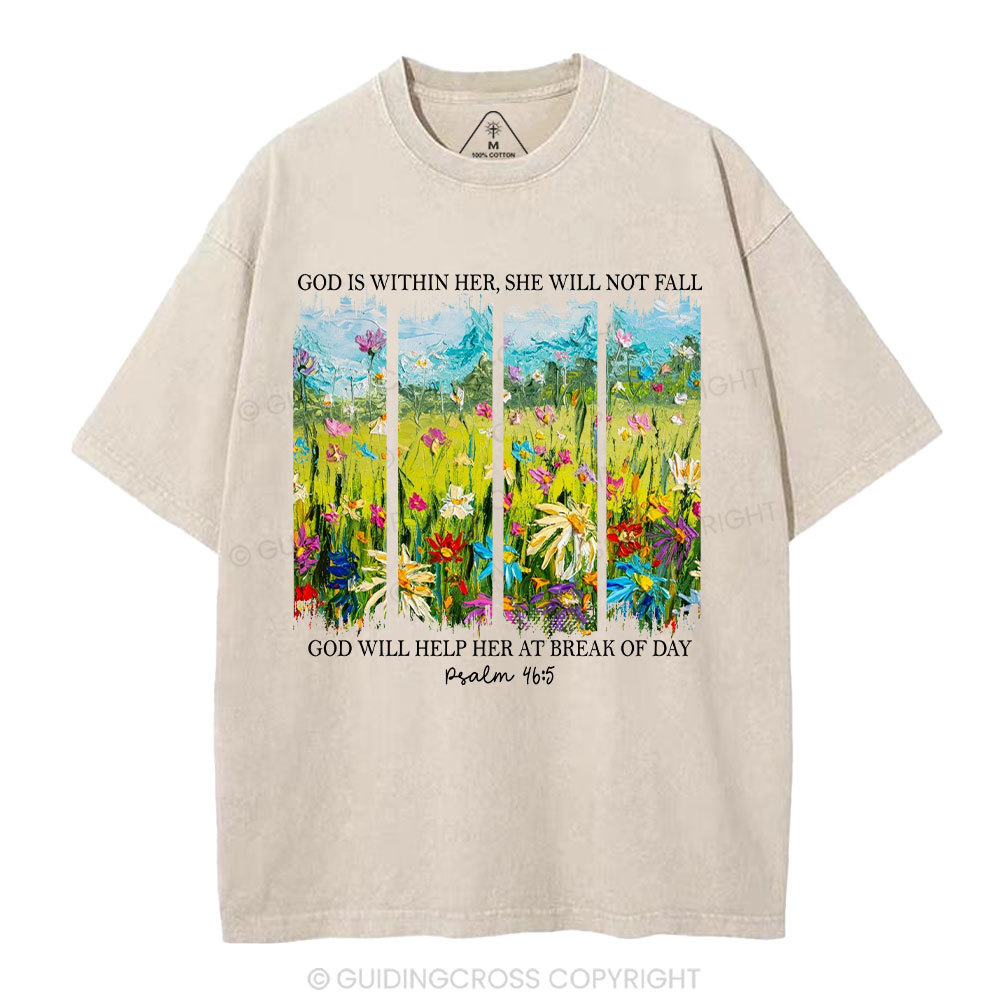 God Is Within Her Christian Washed T-Shirt