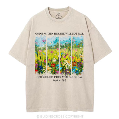 God Is Within Her Christian Washed T-Shirt
