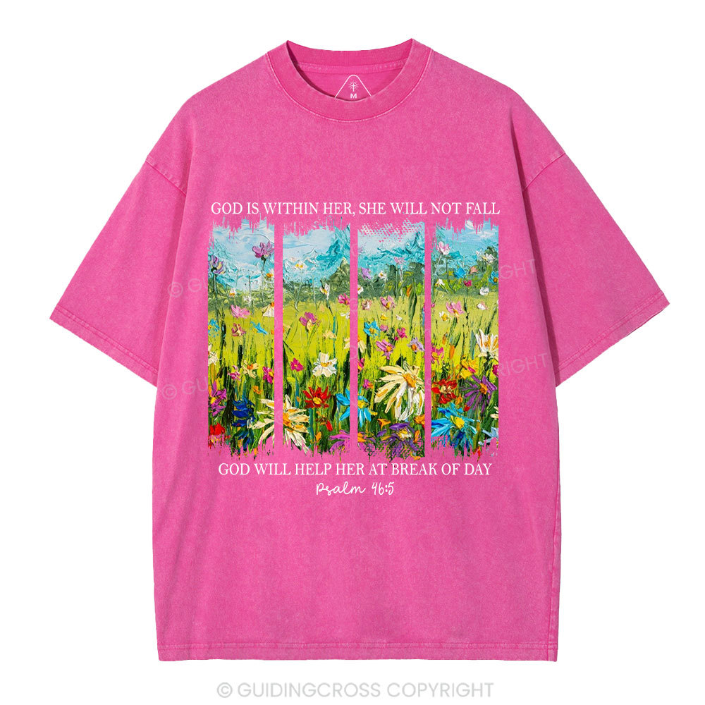 God Is Within Her Christian Washed T-Shirt