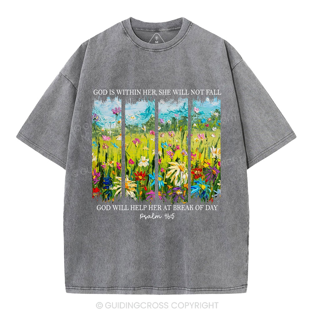 God Is Within Her Christian Washed T-Shirt