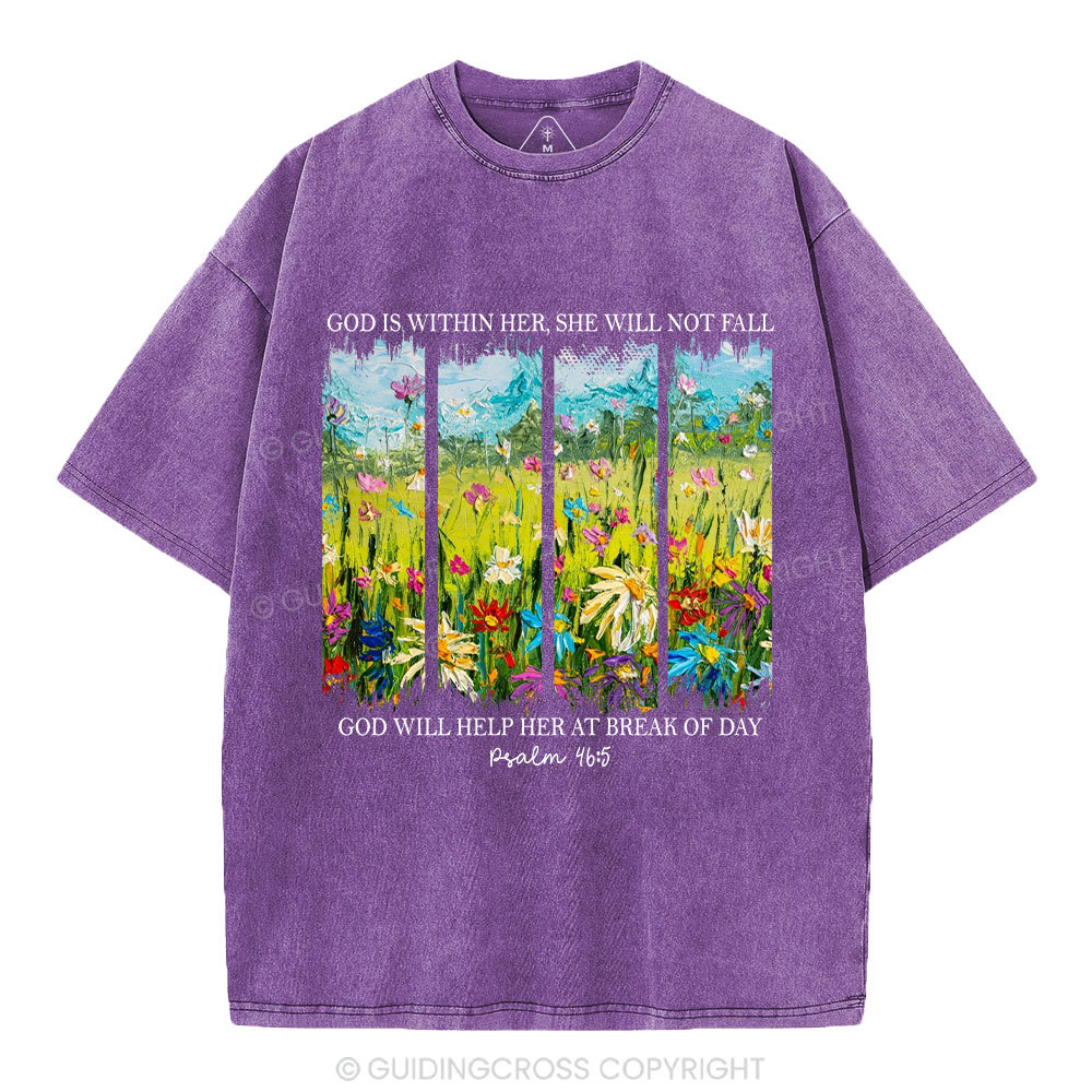 God Is Within Her Christian Washed T-Shirt