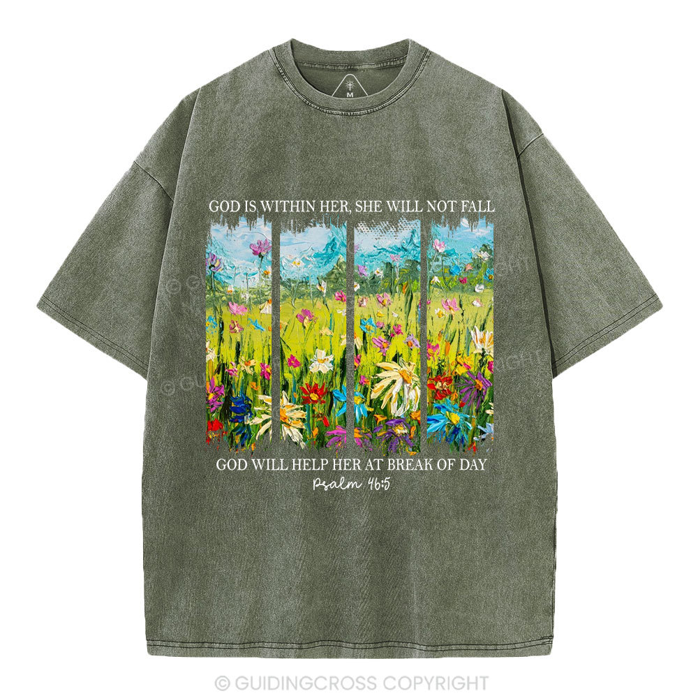God Is Within Her Christian Washed T-Shirt