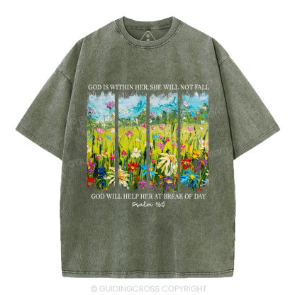 God Is Within Her Christian Washed T-Shirt