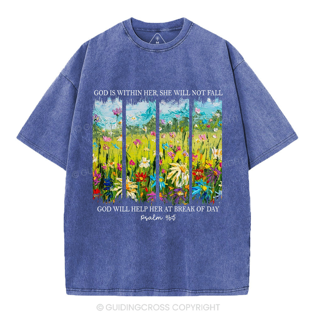 God Is Within Her Christian Washed T-Shirt