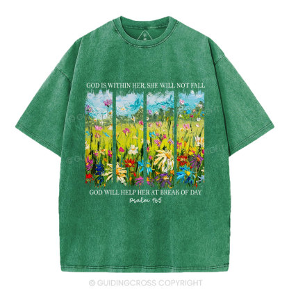 God Is Within Her Christian Washed T-Shirt