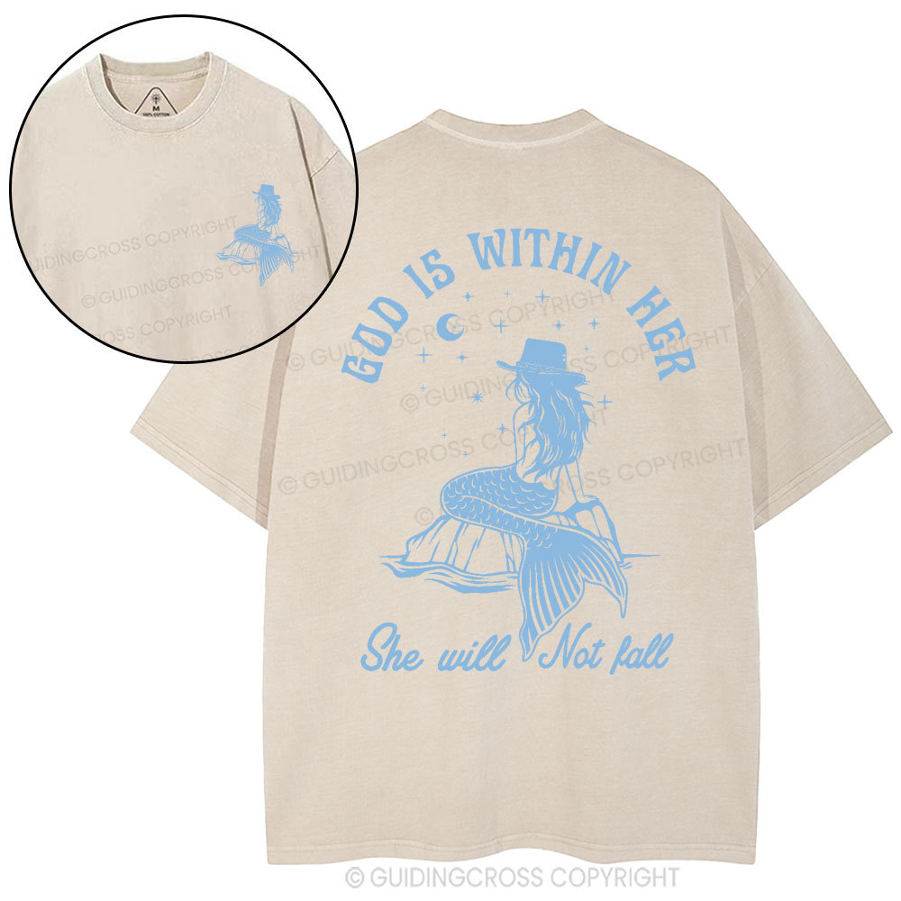 God Is Within Her Christian Washed T-Shirt