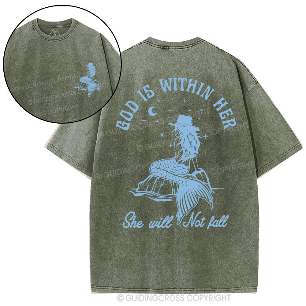 God Is Within Her Christian Washed T-Shirt