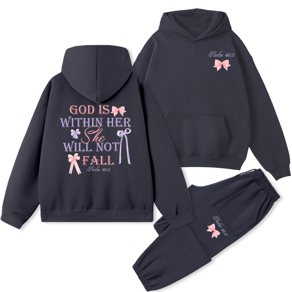 God Is Within Her She Will Not Fail Christian Fleece Hoodie Set