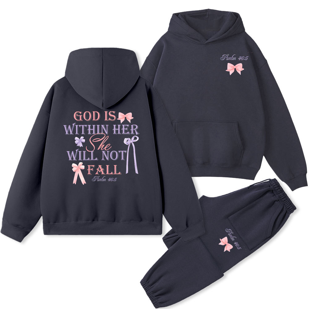 God Is Within Her She Will Not Fail Christian Fleece Hoodie Set