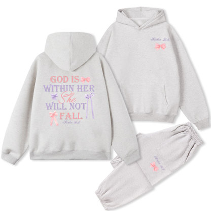 God Is Within Her She Will Not Fail Christian Fleece Hoodie Set