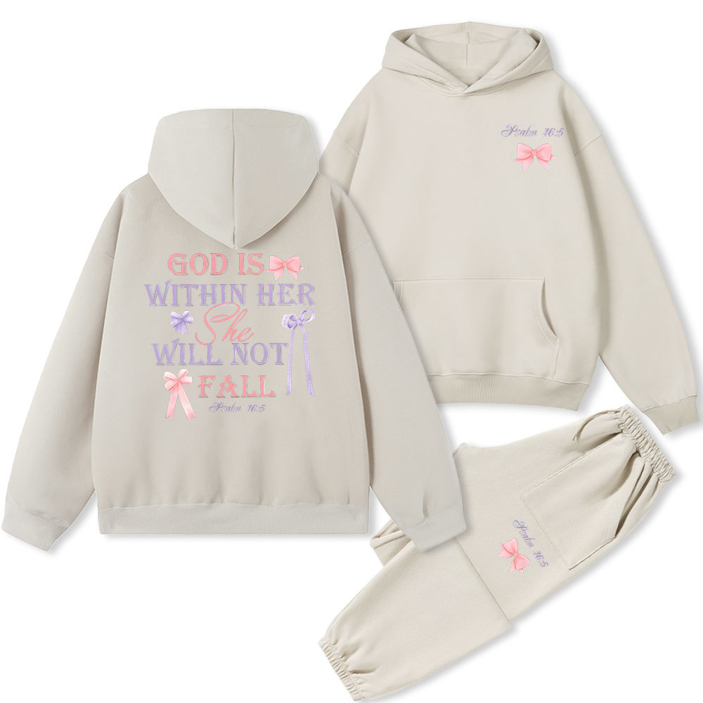 God Is Within Her She Will Not Fail Christian Fleece Hoodie Set