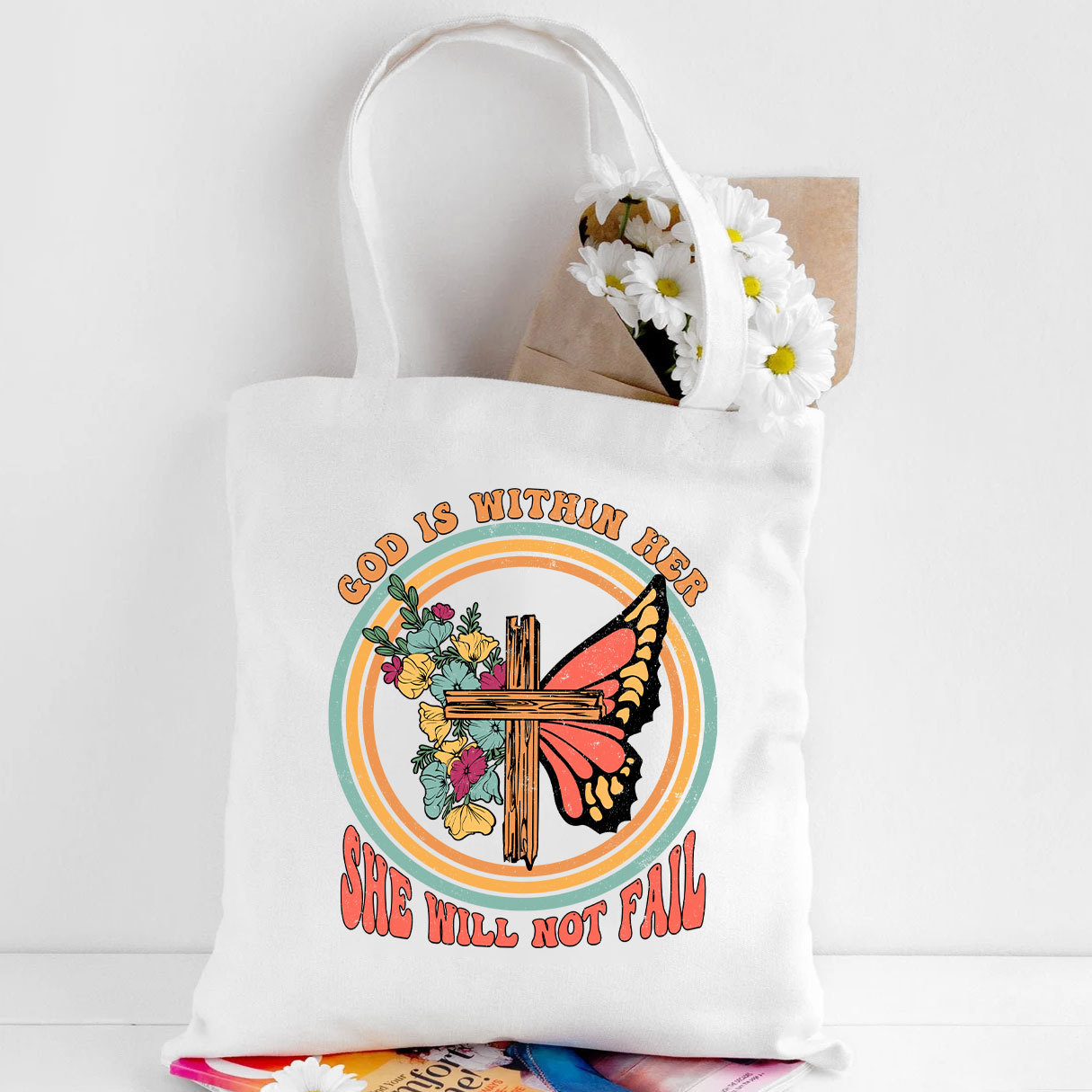 God Is Within Her She Will Not  Fail Christian Canvas Tote Bag