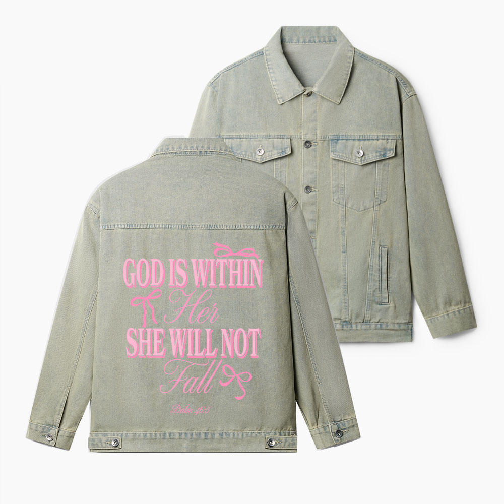 God Is Within Her She Will Not Fall Christian Denim Jacket