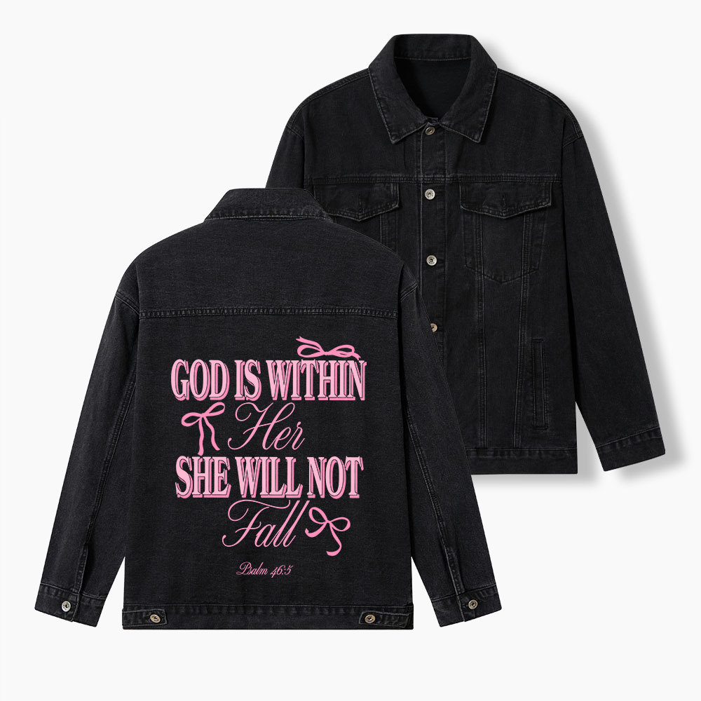 God Is Within Her She Will Not Fall Christian Denim Jacket
