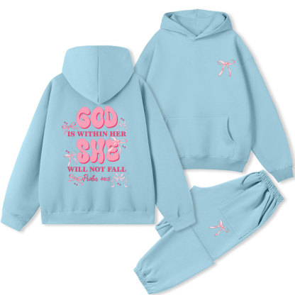 God Is Within Her She Will Not Fall Christian Fleece Hoodie Set