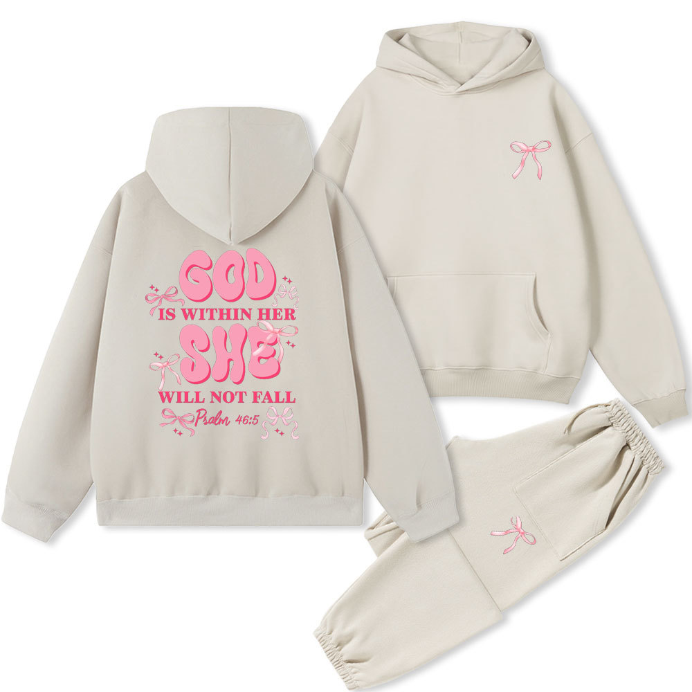 God Is Within Her She Will Not Fall Christian Fleece Hoodie Set