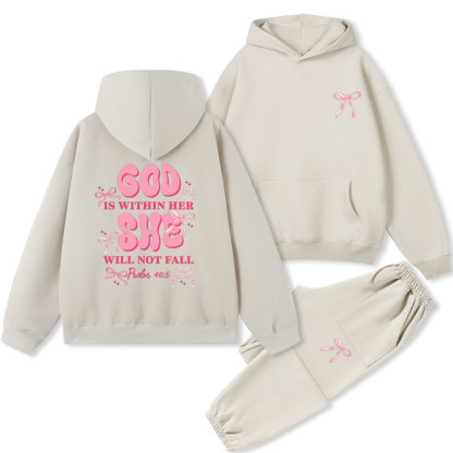 God Is Within Her She Will Not Fall Christian Fleece Hoodie Set