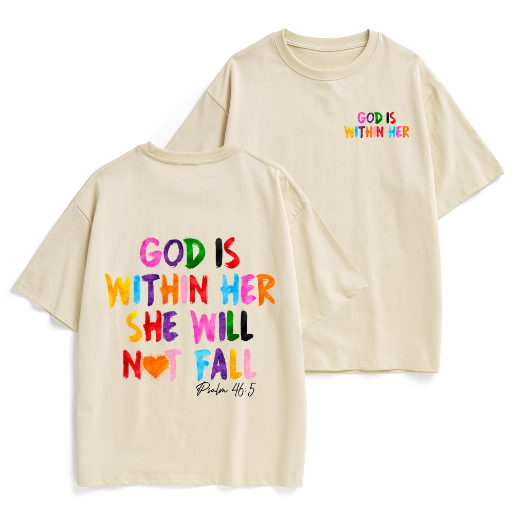 God Is Within Her She Will Not Fall Christian Heavy Cotton T-Shirt