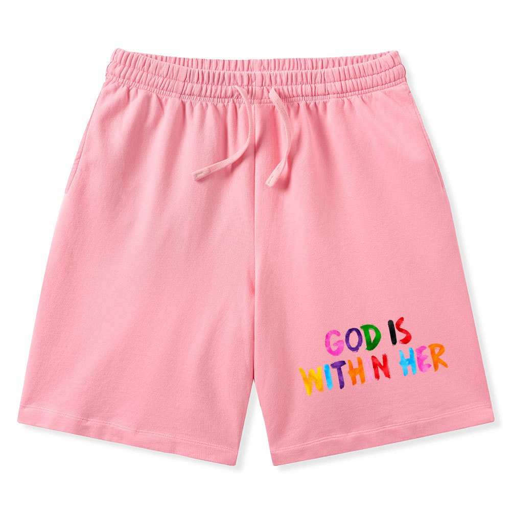 God Is Within Her She Will Not Fall Christian Washed Shorts