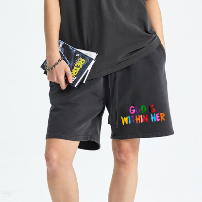 God Is Within Her She Will Not Fall Christian Washed Shorts