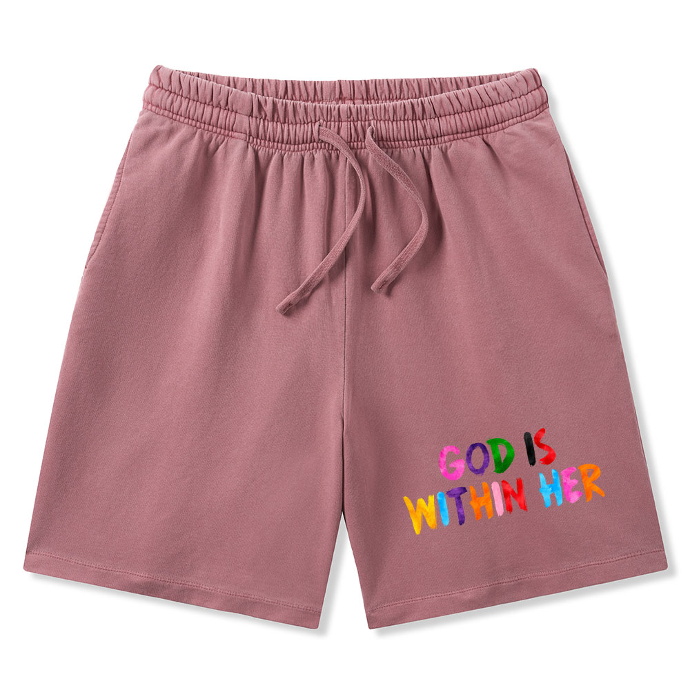God Is Within Her She Will Not Fall Christian Washed Shorts