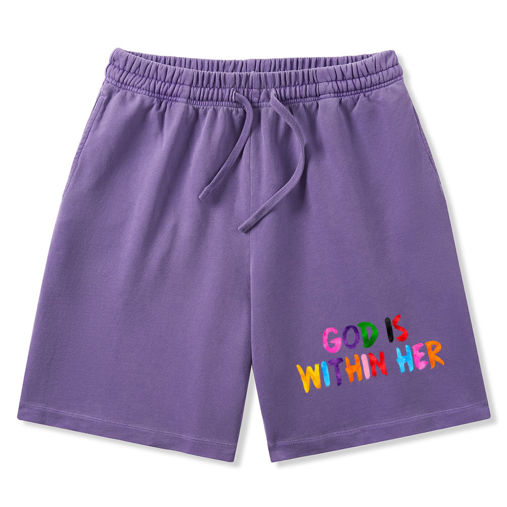 God Is Within Her She Will Not Fall Christian Washed Shorts