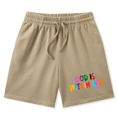 God Is Within Her She Will Not Fall Christian Washed Shorts