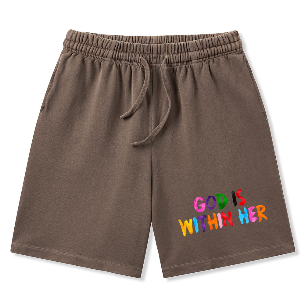 God Is Within Her She Will Not Fall Christian Washed Shorts