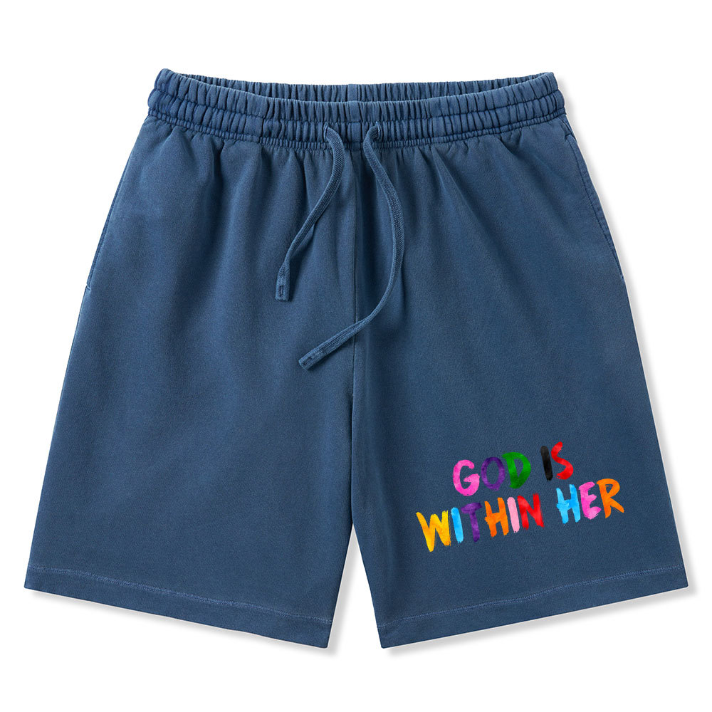 God Is Within Her She Will Not Fall Christian Washed Shorts