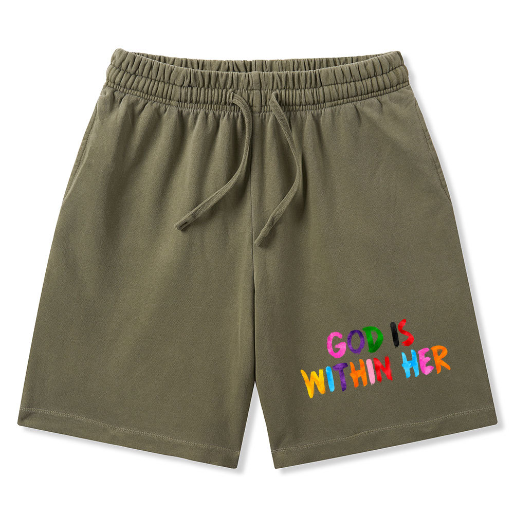 God Is Within Her She Will Not Fall Christian Washed Shorts