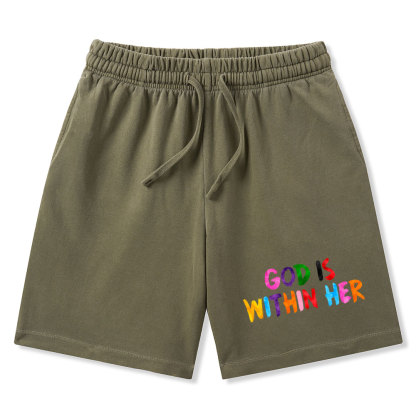 God Is Within Her She Will Not Fall Christian Washed Shorts