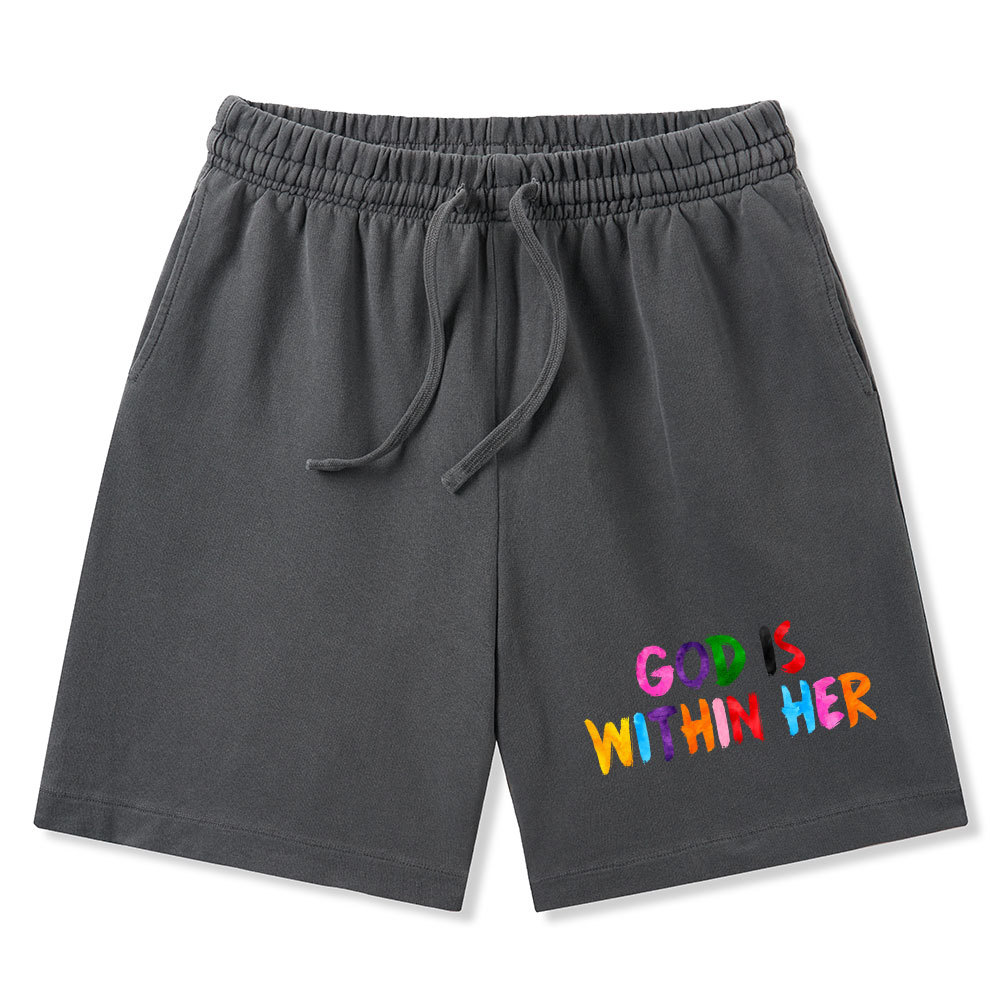 God Is Within Her She Will Not Fall Christian Washed Shorts