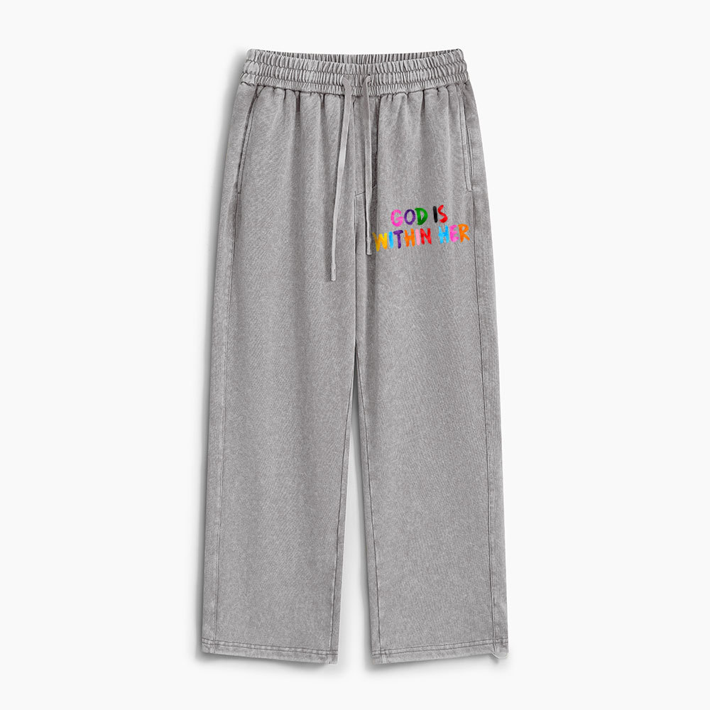 God Is Within Her She Will Not Fall Christian Washed Sweatpants
