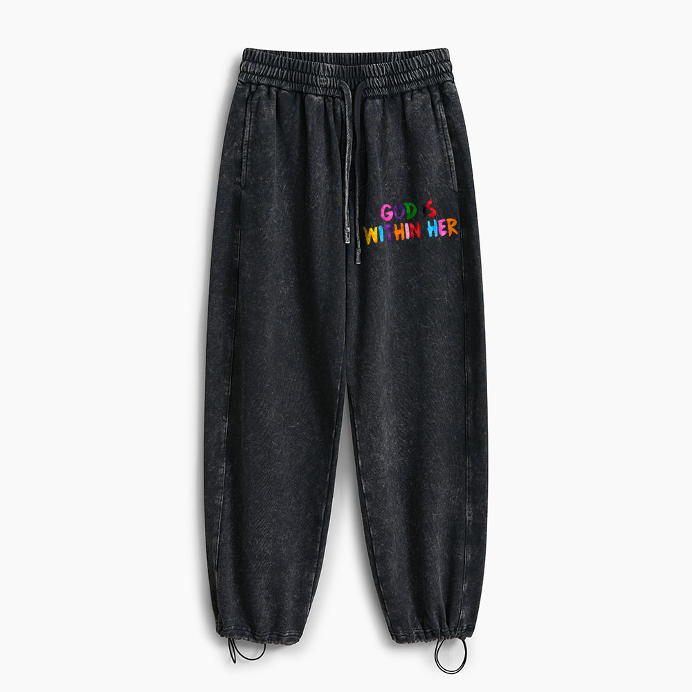 God Is Within Her She Will Not Fall Christian Washed Sweatpants