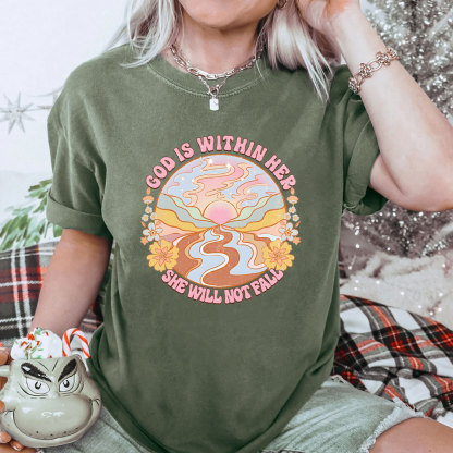 God Is Within Her She Will Not Fall Christian Washed T-Shirt